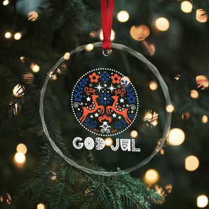 Yule God Jul Crystal Glass Ornament Folk Art Scandinavian Reindeers TS11 Print Your Wear