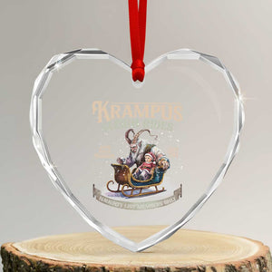 Yule Heart Crystal Glass Ornament Krampus Sleigh Rides For Naughty List Members Only Xmas TS11 Transparent Glass 3'' Heart Print Your Wear