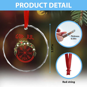 Yule Pagan Crystal Glass Ornament God Jul Christmas Nordic Vegvisir Wreath TS11 Print Your Wear