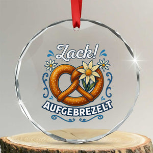 Zack Aufgebrezelt Oktoberfest Crystal Glass Ornament Funny Bavarian Pretzel Edelweiss Blue TS02 Transparent Glass 3'' Circle Print Your Wear