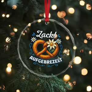 Zack Aufgebrezelt Oktoberfest Crystal Glass Ornament Funny Bavarian Pretzel Edelweiss Blue TS02 Print Your Wear