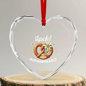 Zack Aufgebrezelt Oktoberfest Heart Crystal Glass Ornament Dress Up Funny Pretzel Edelweiss Bavarian Festival TS02 Transparent Glass 3'' Heart Print Your Wear