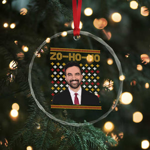 Zo Ho Ho Ugly Christmas Sweater Crystal Glass Ornament Funny Zohran Mamdani Holiday TS02 Print Your Wear