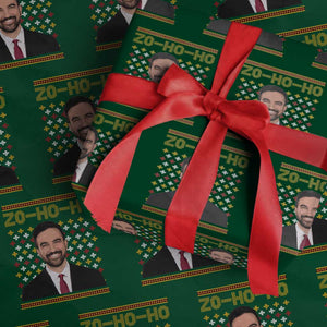 Zo Ho Ho Ugly Christmas Sweater Wrapping Paper Roll Funny Zohran Mamdani Holiday TS02 Green Print Your Wear