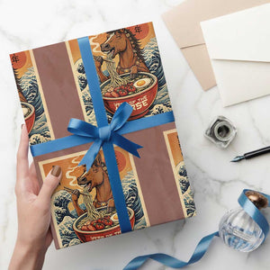 Zodiac Lunar New Year Of The Horse 2026 Wrapping Paper Roll Ramen Lovers TS10 Mocha Print Your Wear