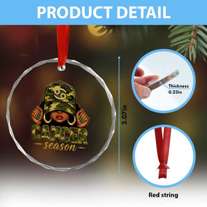 Zodiac Queen Cancer Season Retro Camo Camouflage Graphic Crystal Glass Ornament June July Horoscope Birthday Gift Melanin Women