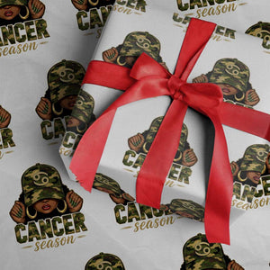 Zodiac Queen Cancer Season Retro Camo Camouflage Graphic Wrapping Paper Roll June July Horoscope Birthday Gift Melanin Women