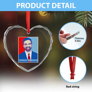 Zohran Madamni Heart Crystal Glass Ornament for New York Mayor TS02 Print Your Wear