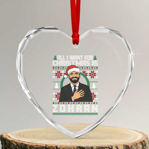 Zohran Mamdani Christmas Heart Crystal Glass Ornament All I Want For Xmas Is New York City TS14 Transparent Glass 3'' Heart Print Your Wear