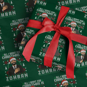 Zohran Mamdani Christmas Wrapping Paper Roll All I Want For Xmas Is New York City TS14 Green Print Your Wear