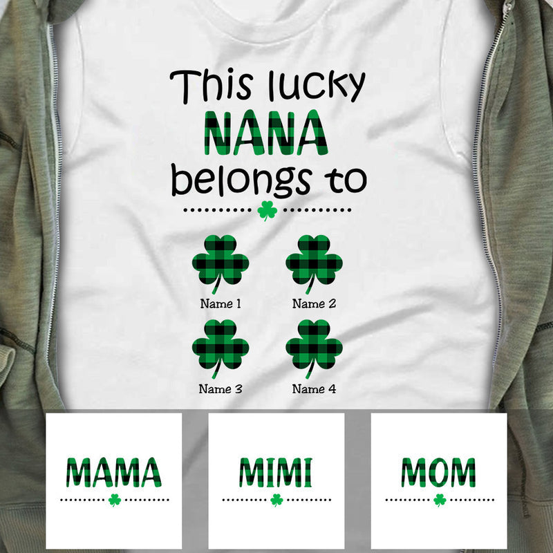 Personalized St Patricks Day Lucky Grandma Nana Irish T Shirt CTM Custom - Printyourwear