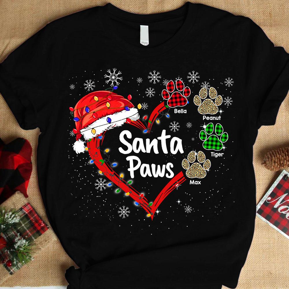 Custom JP Shirt Santa Paws Heart, Funny Dog Mom Christmas, Dog Dad CTM Youth Custom - Printyourwear
