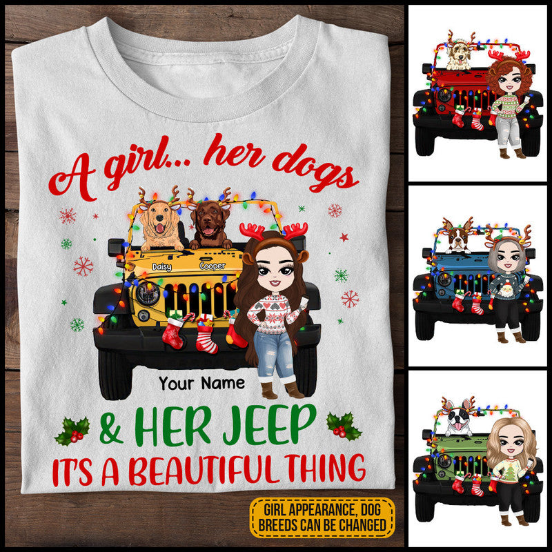 Custom JP Tee Shirts A Girl Her Dogs and Her JP Its A Beautiful Thing Christmas JP Girl and Dogs CTM Youth Custom - Printyourwear