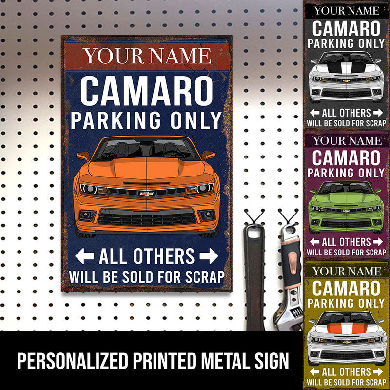 Personalized JP Metal Sign Camaro Parking Only All Others Will Be Sold For Scrap CTM One Size 24x18 inch (60.96x45.72 cm) Custom - Printyourwear