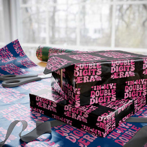 10 Years Old Birthday Girl Wrapping Paper Roll In My Double Digits Era TS10 Black Print Your Wear