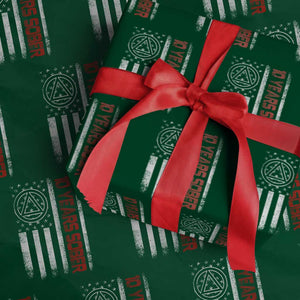 10 Years Sober Wrapping Paper Roll 10 Years Sobriety Anniversary Vintage American Flag TS11 Green Print Your Wear
