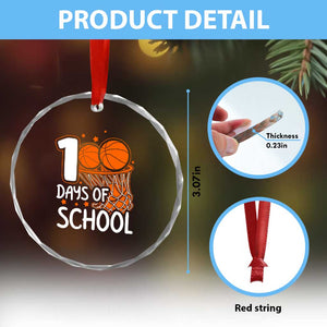 100 Days of Rocking School Basketball Crystal Glass Ornament Cool Kids Sports Gift