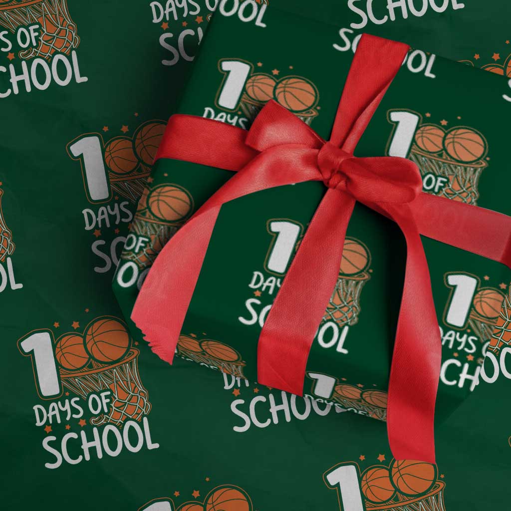 100 Days of Rocking School Basketball Wrapping Paper Roll Cool Kids Sports Gift