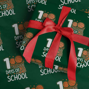 100 Days of Rocking School Basketball Wrapping Paper Roll Cool Kids Sports Gift