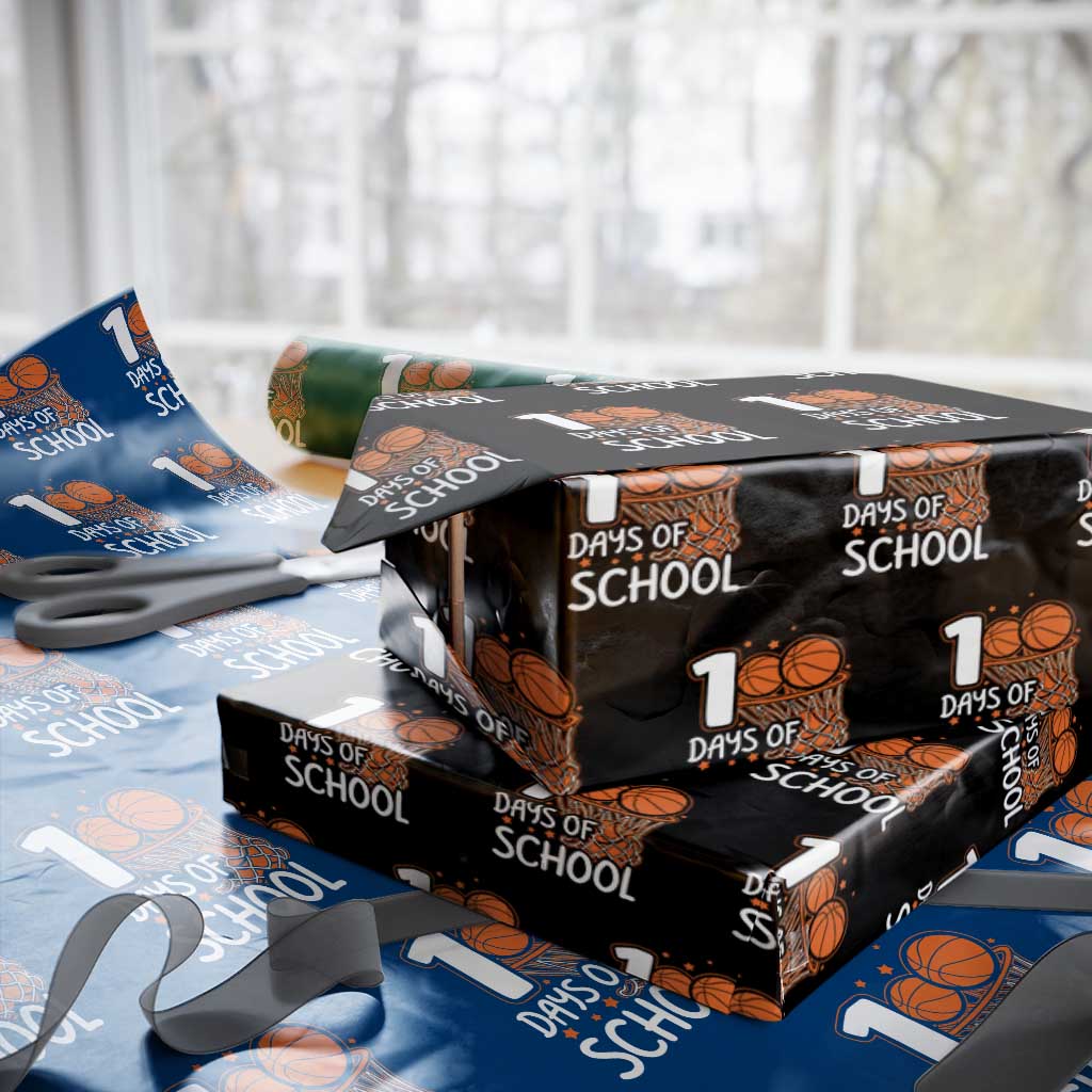 100 Days of Rocking School Basketball Wrapping Paper Roll Cool Kids Sports Gift