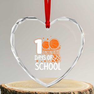 100 Days of Rocking School Basketball Heart Crystal Glass Ornament Cool Kids Sports Gift