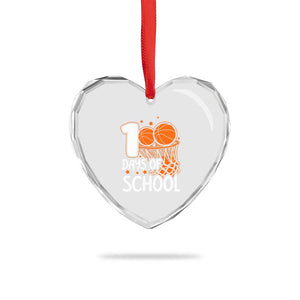 100 Days of Rocking School Basketball Heart Crystal Glass Ornament Cool Kids Sports Gift