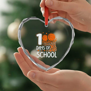 100 Days of Rocking School Basketball Heart Crystal Glass Ornament Cool Kids Sports Gift