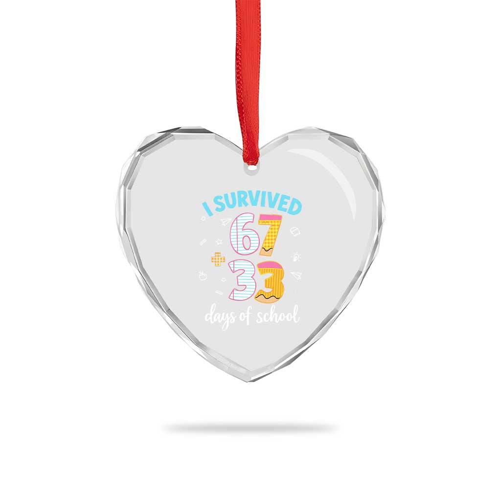 100 Days Of School 67 Funny Six Seven Meme Heart Crystal Glass Ornament TS10 Print Your Wear