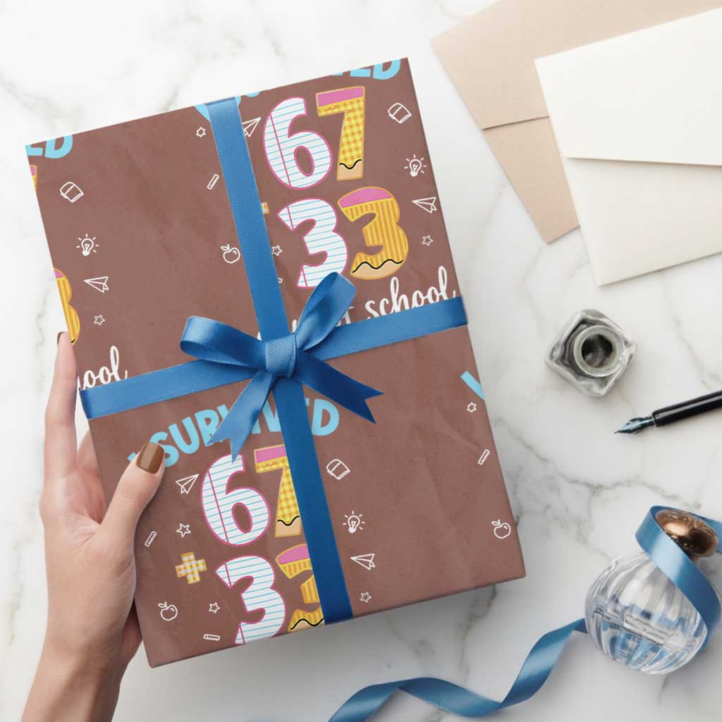 100 Days Of School 67 Funny Six Seven Meme Wrapping Paper Roll TS10 Mocha Print Your Wear