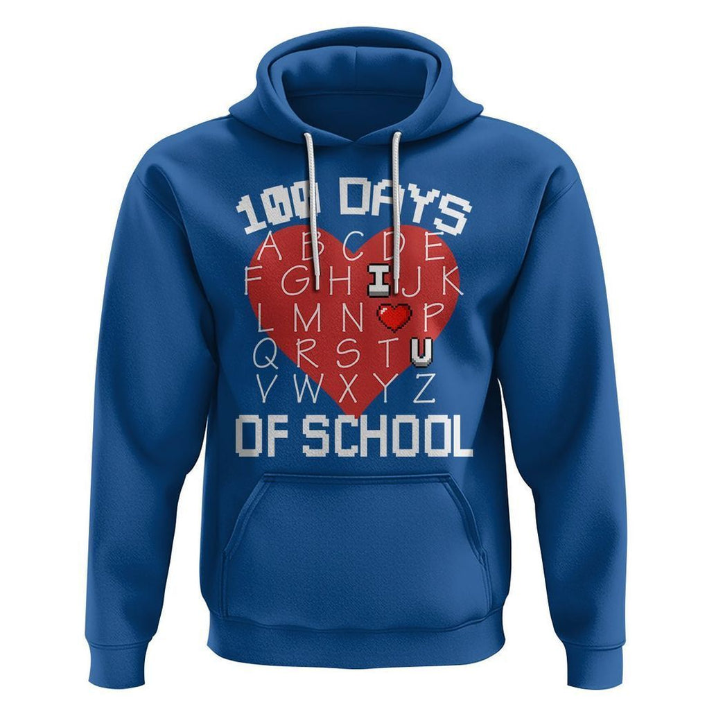 100 Days Of School Alphabet Love Hoodie TS09 Royal Blue Printyourwear