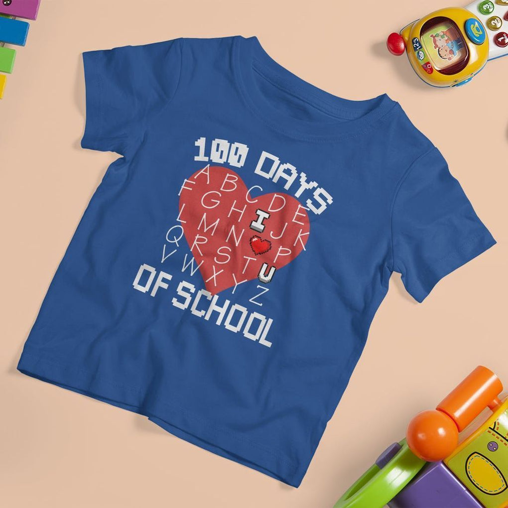 100 Days Of School Alphabet Love T Shirt For Kid TS09 Royal Blue Printyourwear