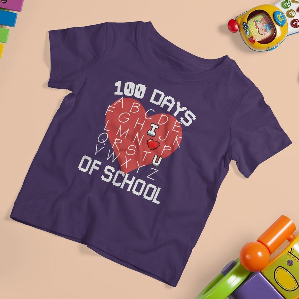 100 Days Of School Alphabet Love T Shirt For Kid TS09 Purple Printyourwear