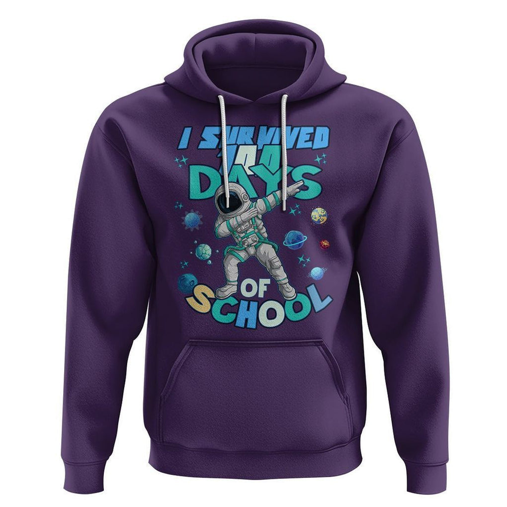100 Days of School Astronaut Hoodie Outer Space Dabbing I Survived TS02 Purple Printyourwear