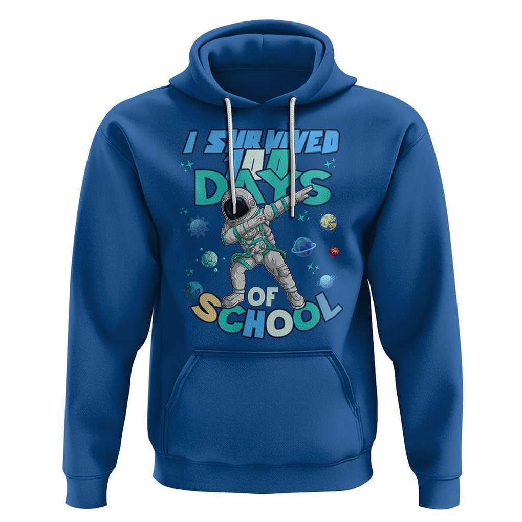 100 Days of School Astronaut Hoodie Outer Space Dabbing I Survived TS02 Royal Blue Printyourwear
