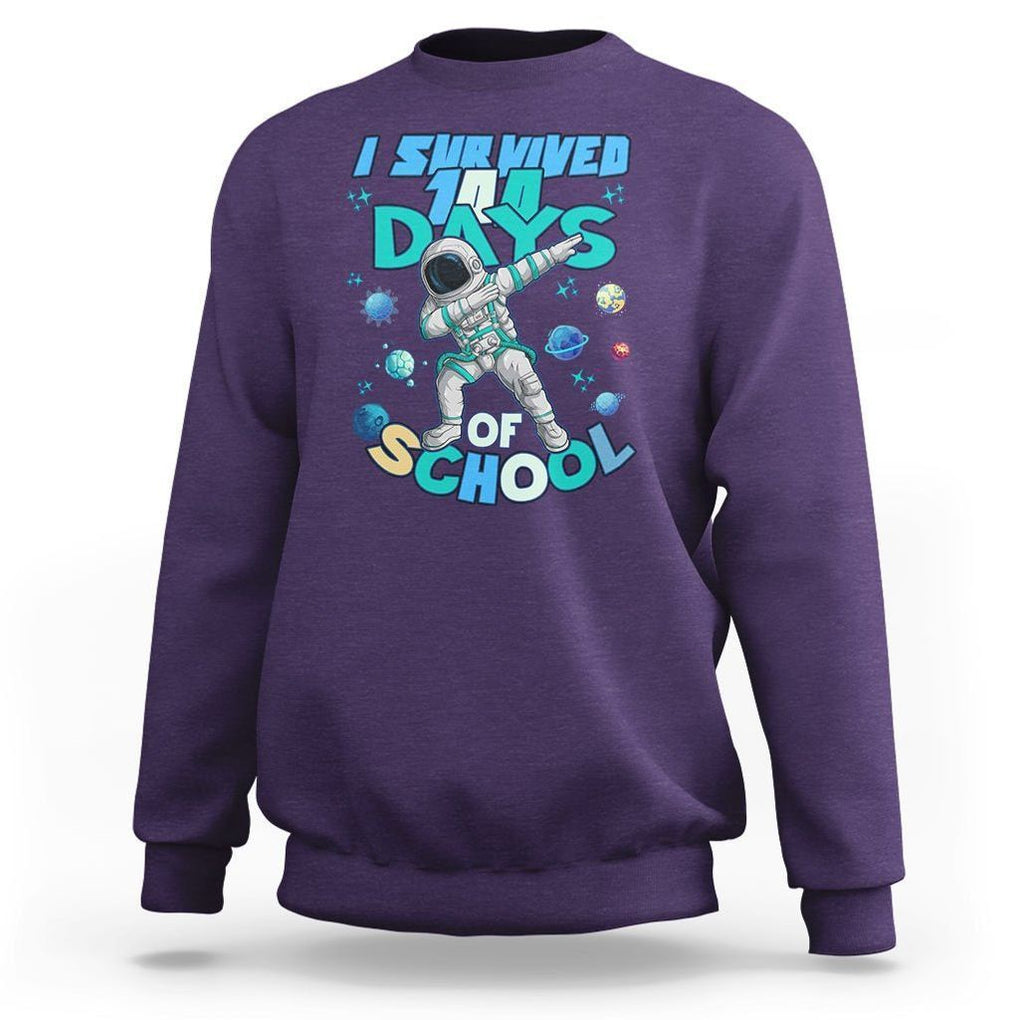 100 Days of School Astronaut Sweatshirt Outer Space Dabbing I Survived TS02 Purple Printyourwear