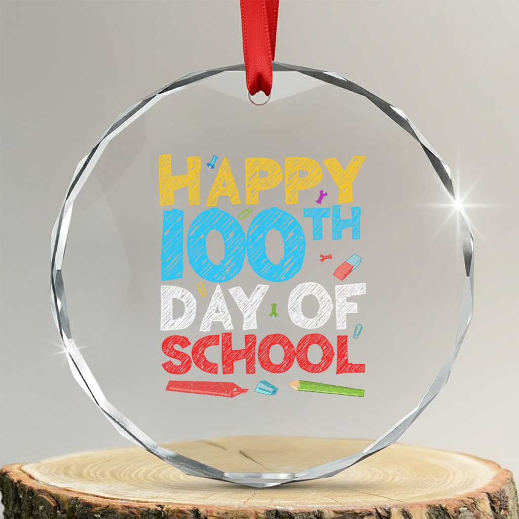 100 Days of School Celebration Crystal Glass Ornament Happy 100th Day Student Teacher Gift TS01 Transparent Glass 3'' Circle Print Your Wear