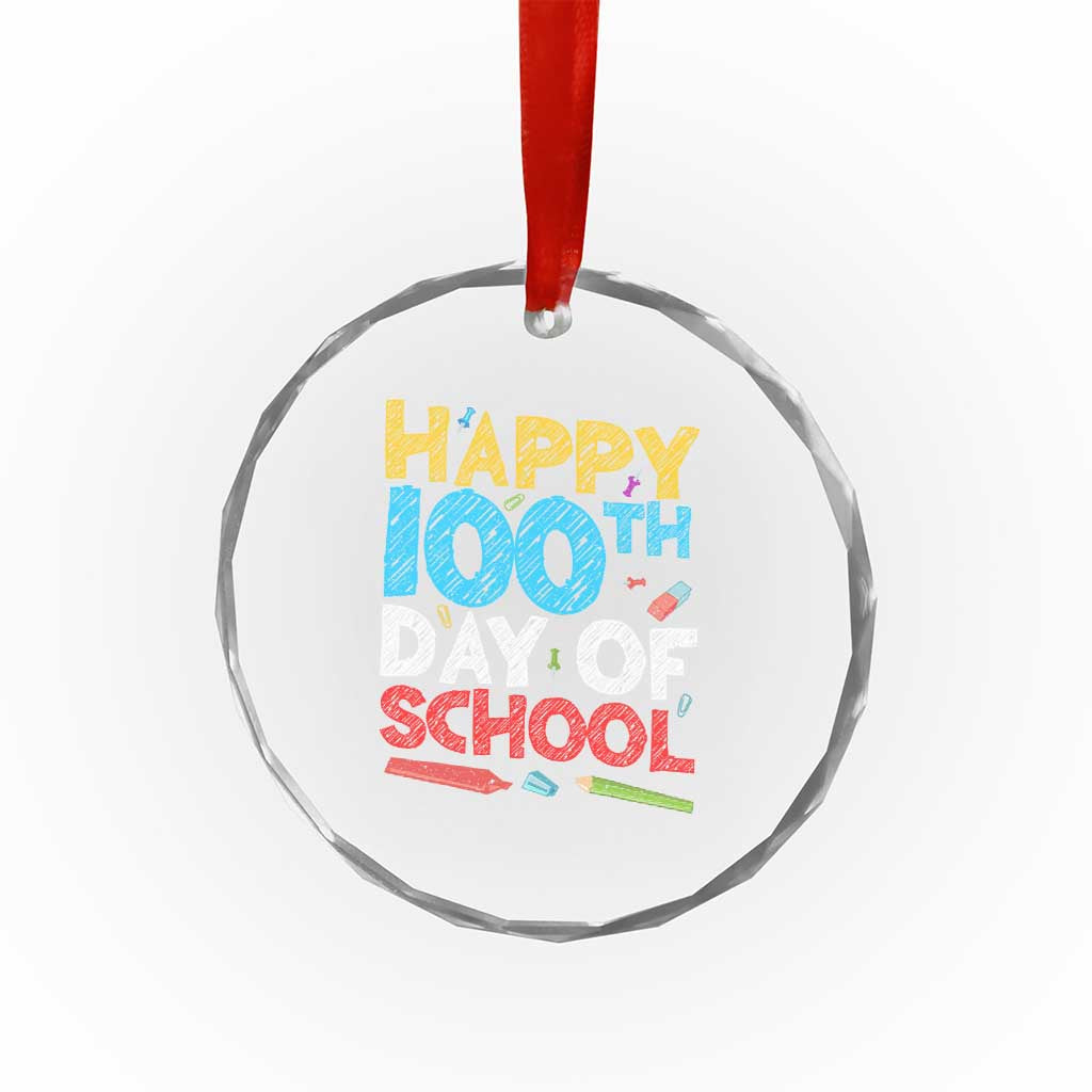 100 Days of School Celebration Crystal Glass Ornament Happy 100th Day Student Teacher Gift