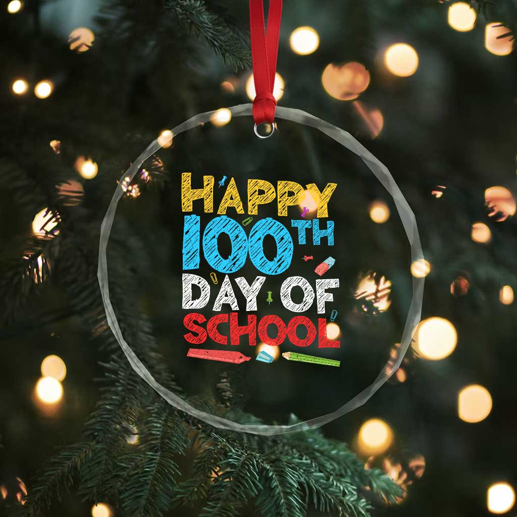 100 Days of School Celebration Crystal Glass Ornament Happy 100th Day Student Teacher Gift