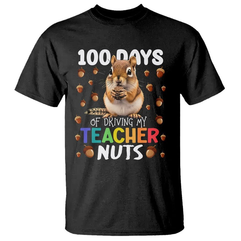 100 Days of School Chipmunk T Shirt Driving My Teacher Nuts TS02 Black Printyourwear