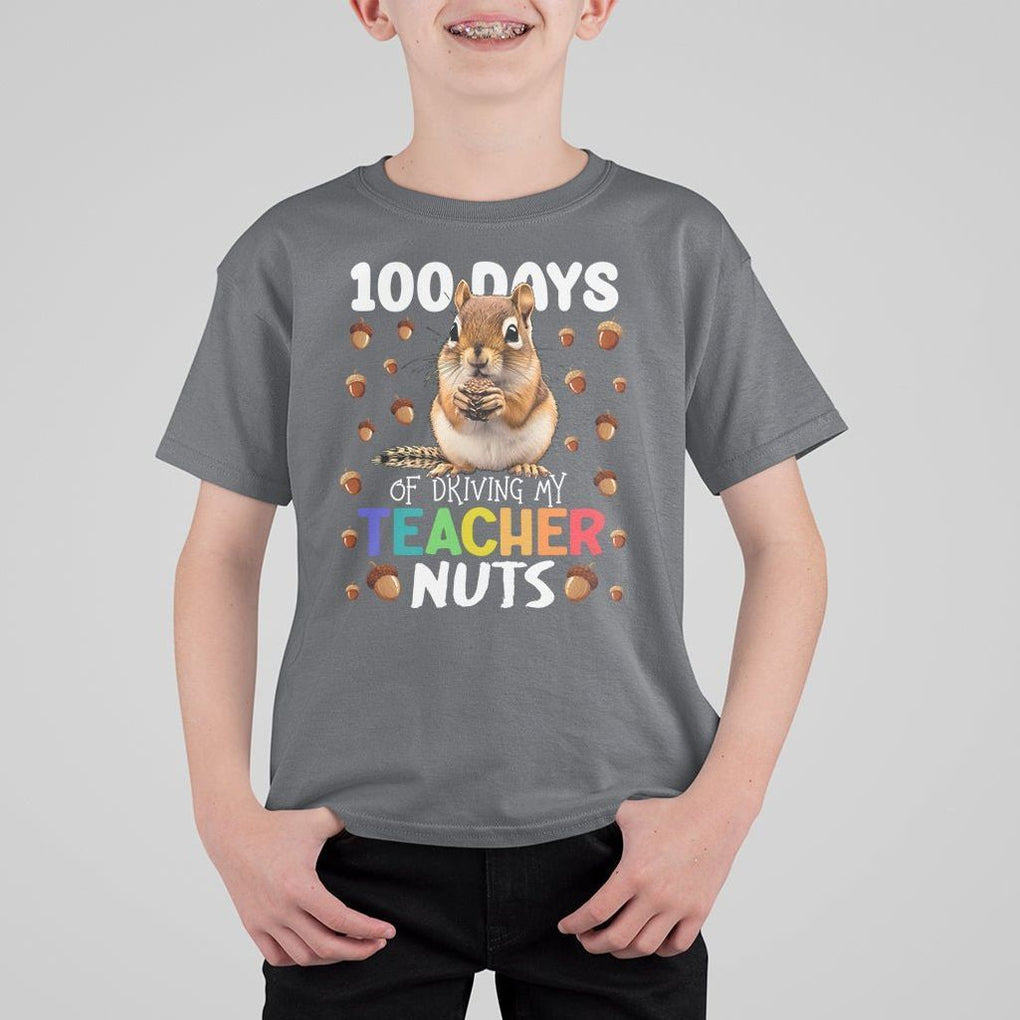 100 Days of School Chipmunk T Shirt For Kid Driving My Teacher Nuts TS02 Charcoal Printyourwear