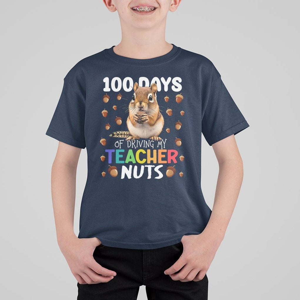 100 Days of School Chipmunk T Shirt For Kid Driving My Teacher Nuts TS02 Navy Printyourwear