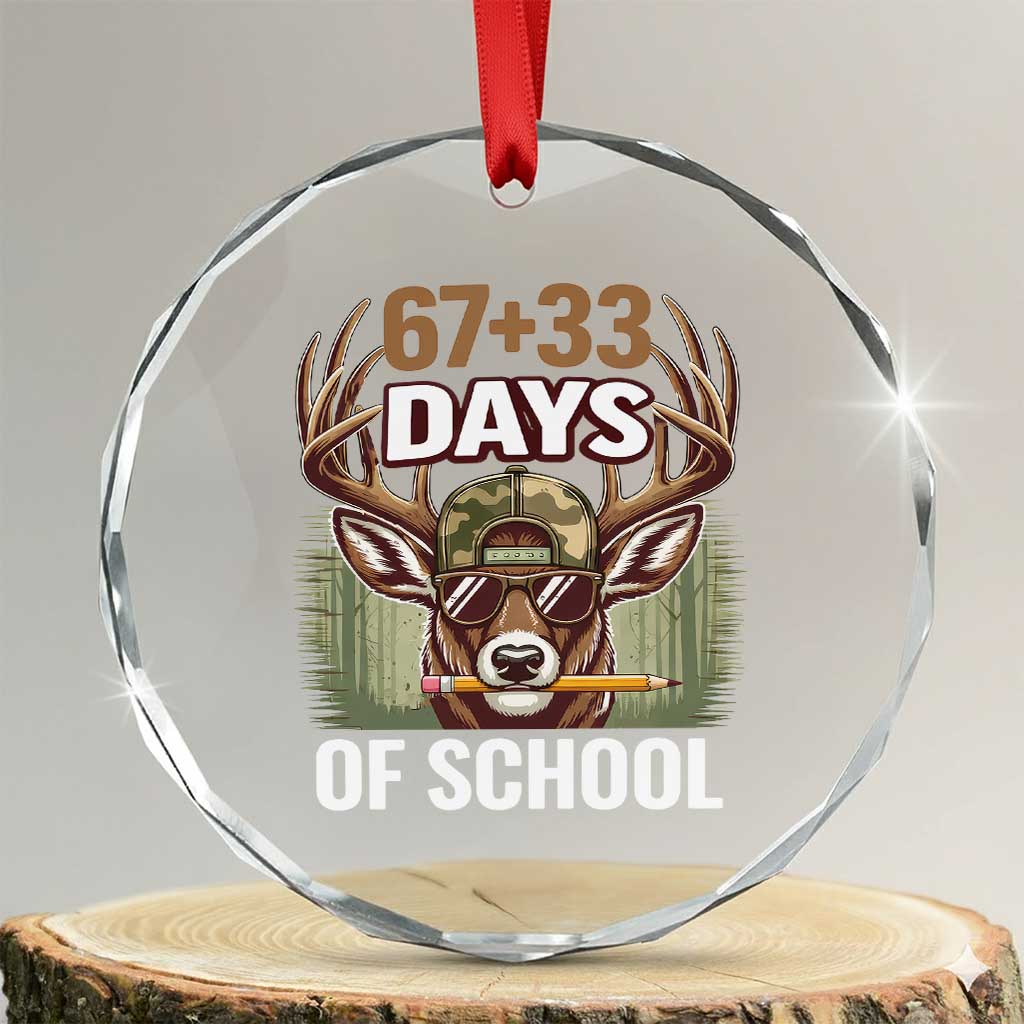 100 Days Of School Crystal Glass Ornament Funny 67 Six Seven Meme Deer School TS10 Transparent Glass 3'' Circle Print Your Wear