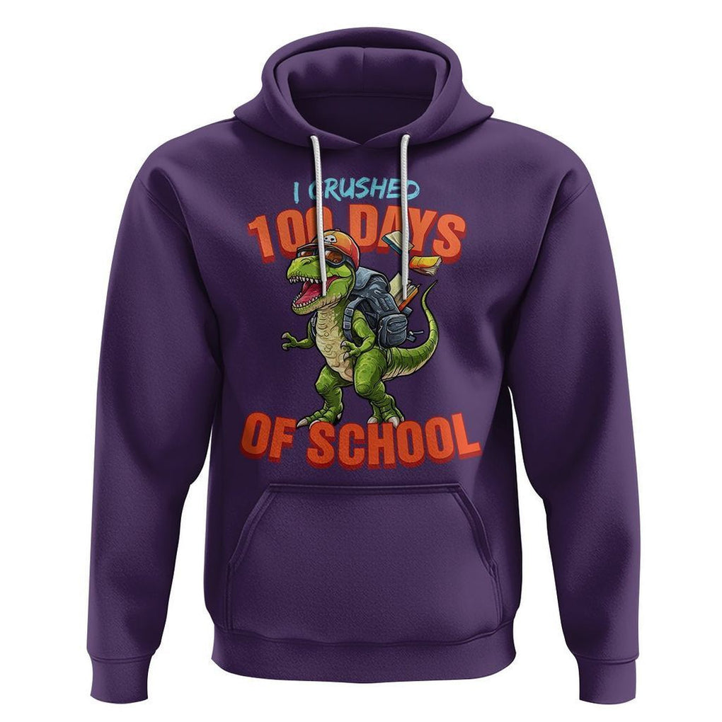 100 Days of School Dinosaur Hoodie I Crushed TS02 Purple Printyourwear