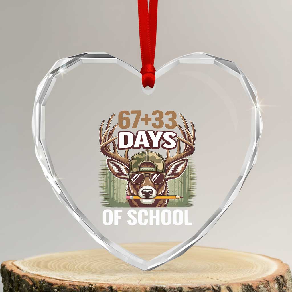 100 Days Of School Heart Crystal Glass Ornament Funny 67 Six Seven Meme Deer School TS10 Transparent Glass 3'' Heart Print Your Wear