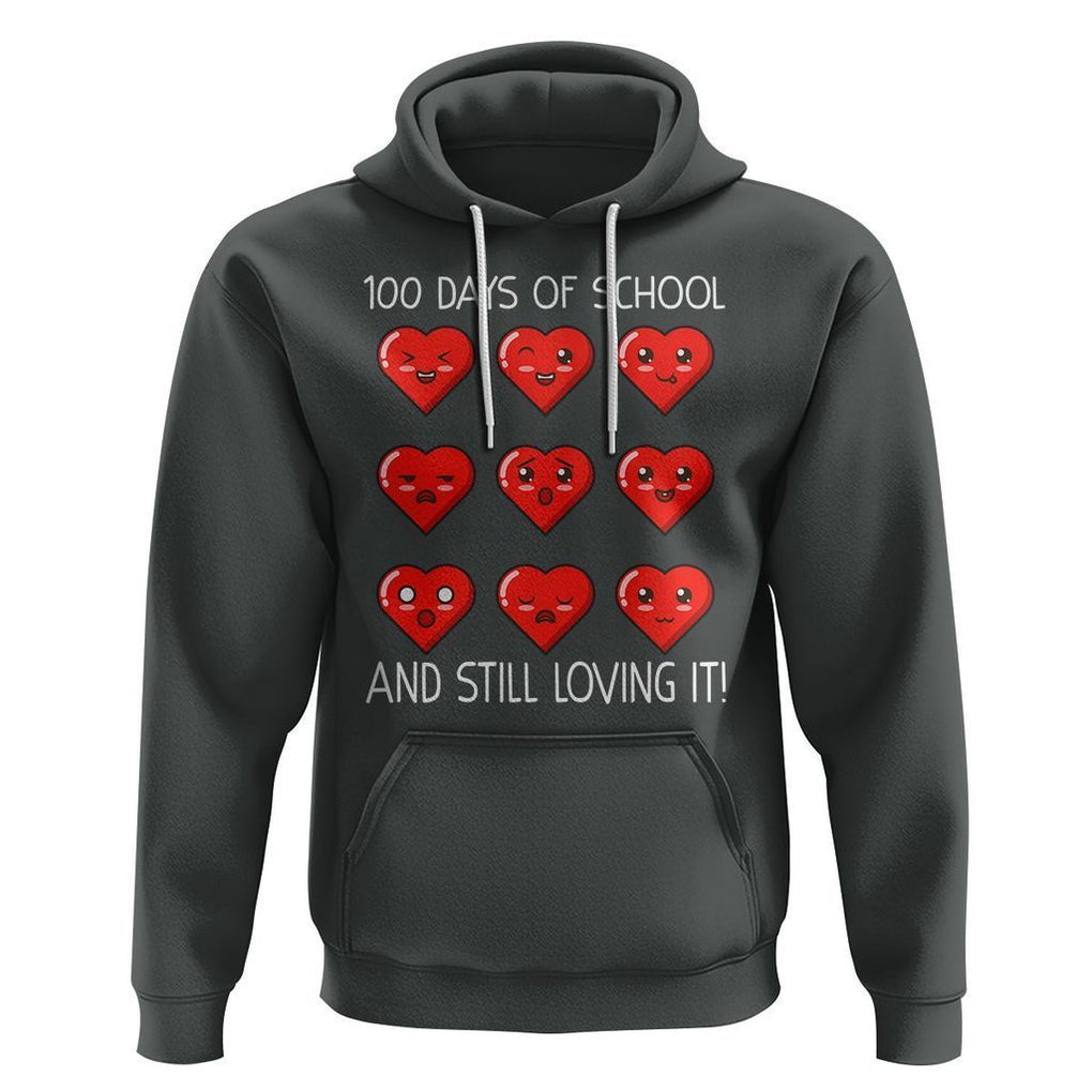 100 Days of School Hoodie Still Loving It Cute Hearts TS02 Dark Heather Printyourwear