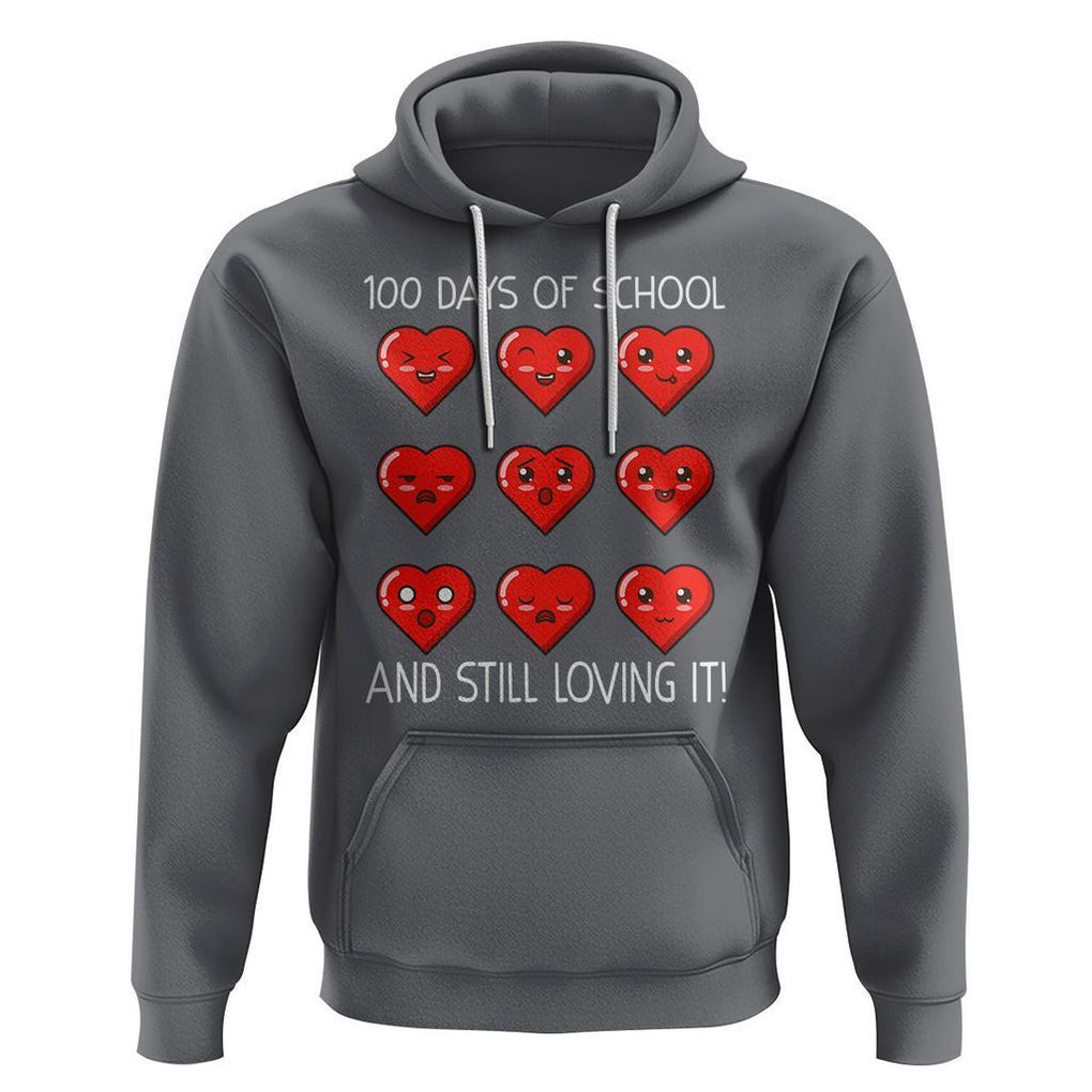100 Days of School Hoodie Still Loving It Cute Hearts TS02 Charcoal Printyourwear