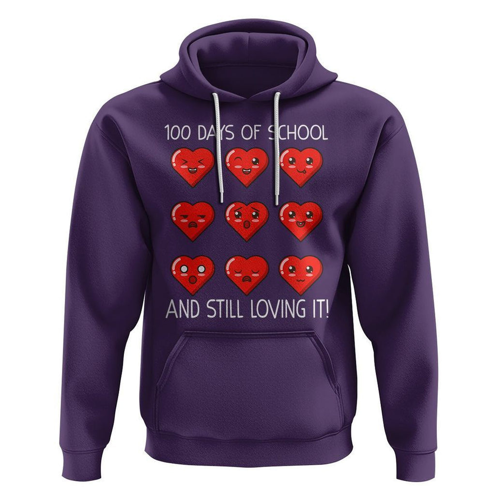 100 Days of School Hoodie Still Loving It Cute Hearts TS02 Purple Printyourwear