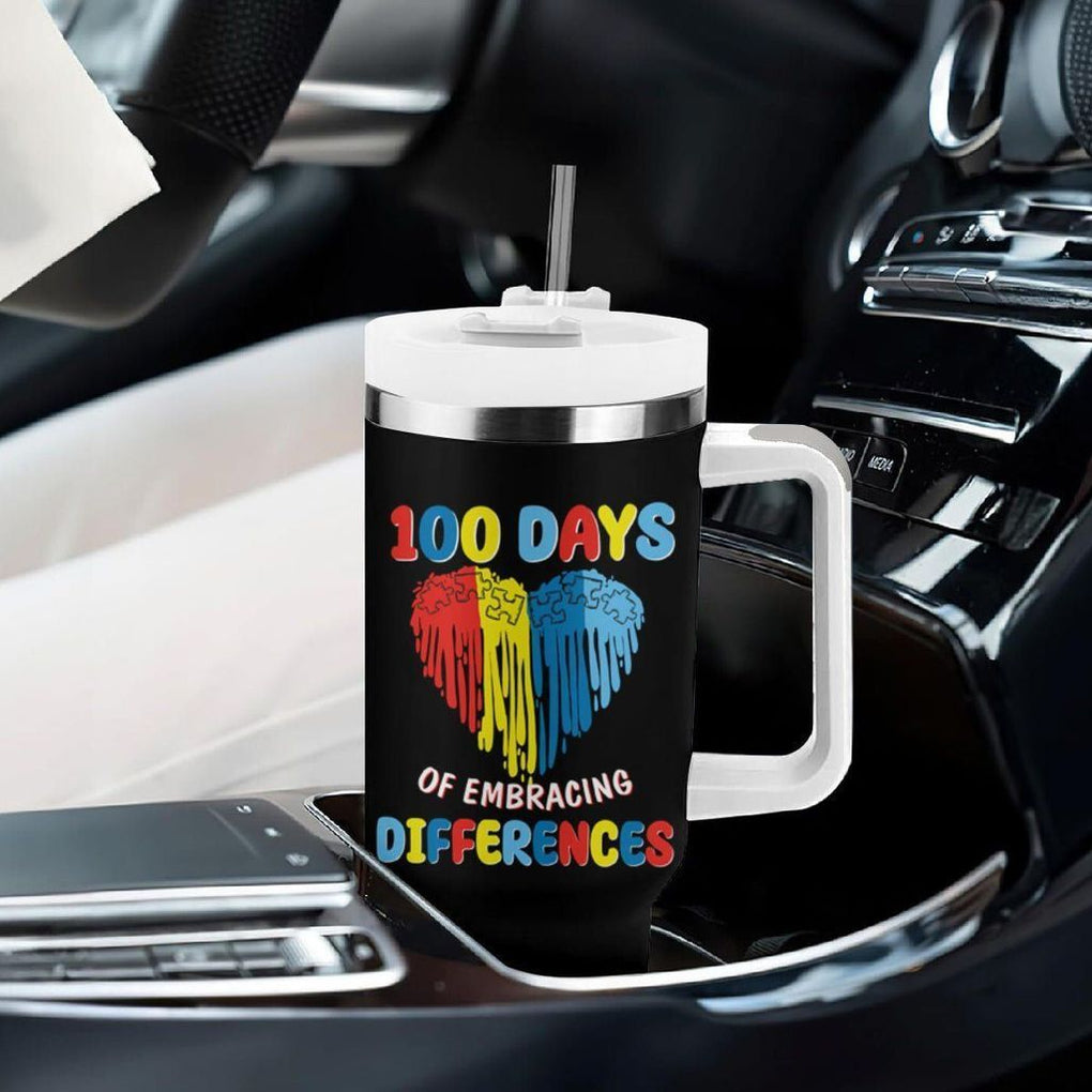 100 Days of School IEP Tumbler With Handle Embrace Differences Neurodiversity Autism Acceptance ADHD Awareness TB02 Printyourwear