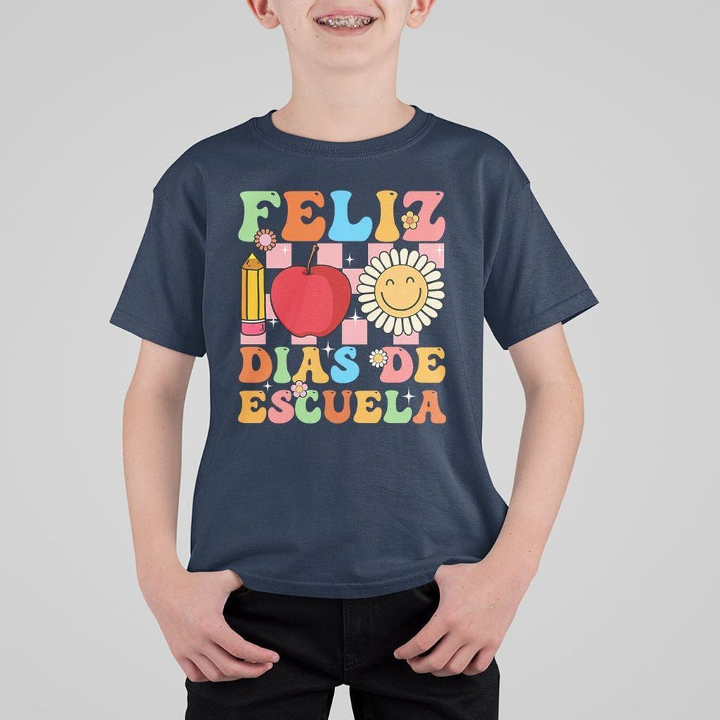 100 Days Of School Spanish T Shirt For Kid Feliz 100 Dias De Escuela 100th Day Back To School TS02 Navy Printyourwear