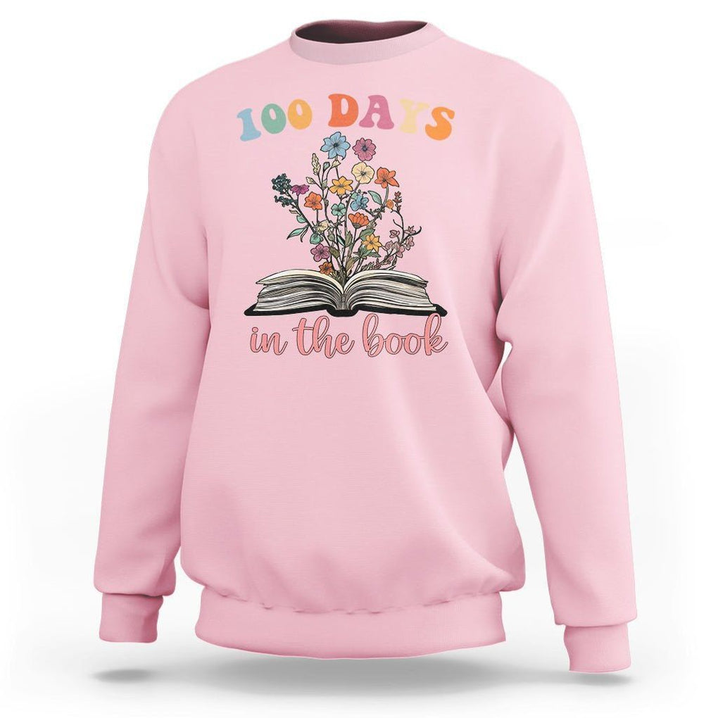 100 Days of School Sweatshirt 100 Days In The Book Reading TS02 Light Pink Printyourwear